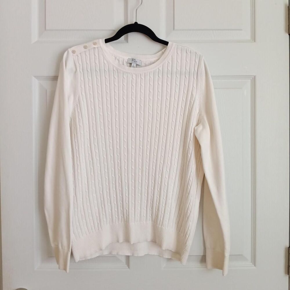 Kim Rogers Cream Cable Knit Sweater Size Large